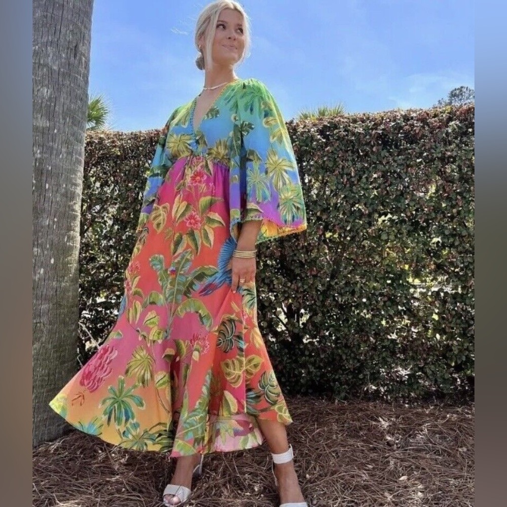 FARM RIO Ombre Forest Ruffle Tunic Dress - Picture 8 of 15